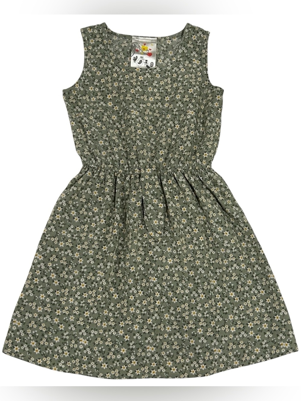 Charming Floral Kids Dress in Green